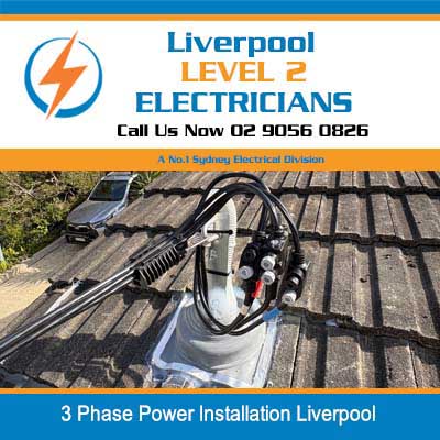 3 phase electrical service head installation on corrugated roof in Liverpool
